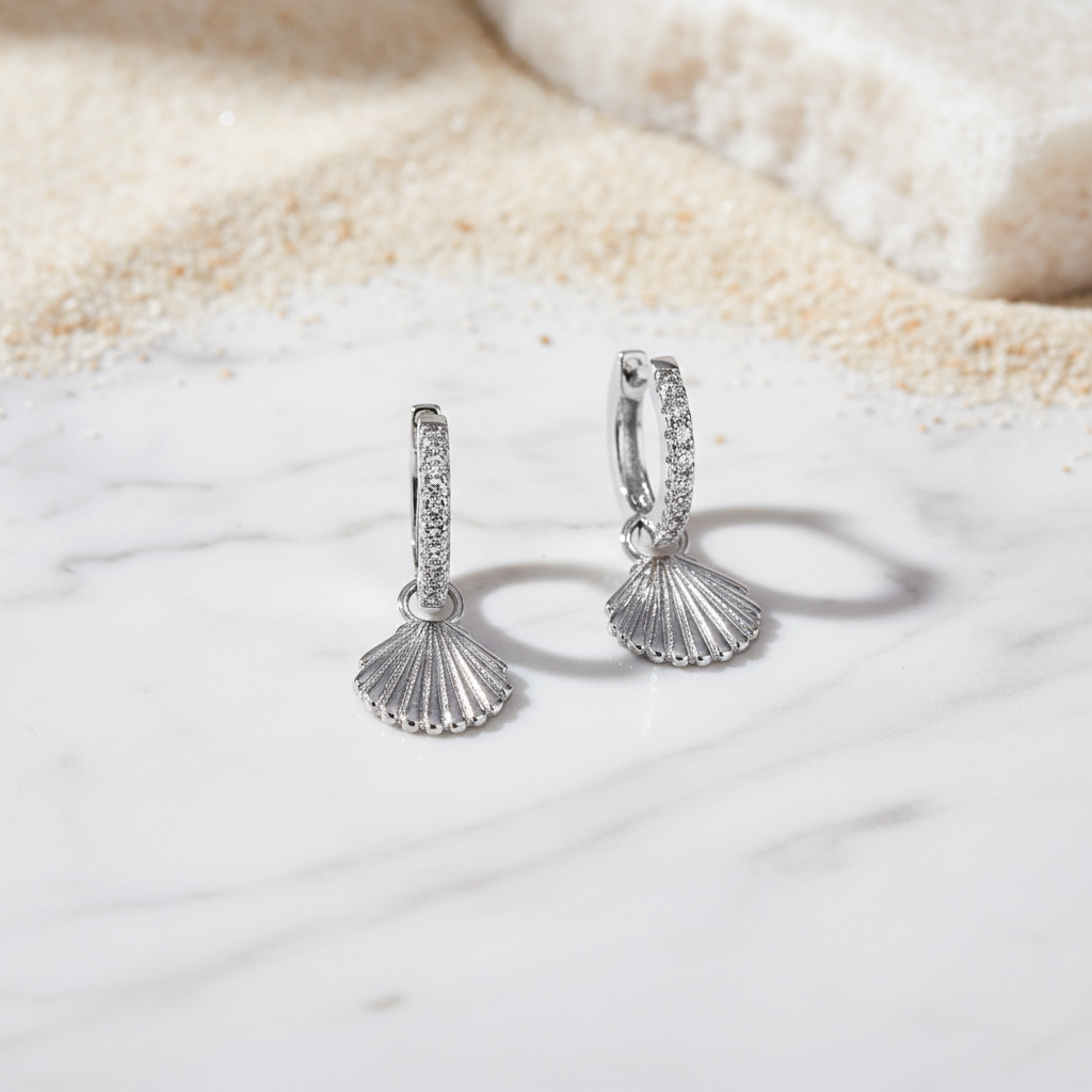 Elegant silver seashell hoop earrings inspired by Australian coastal style – Houseofhide jewellery Perth