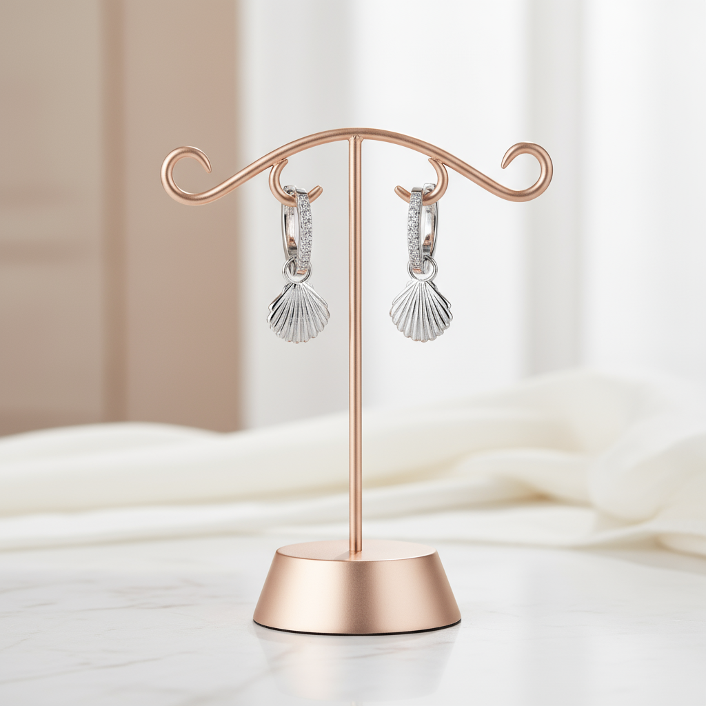 Silver coastal seashell hoop earrings – handcrafted seaside design by Houseofhide Australia