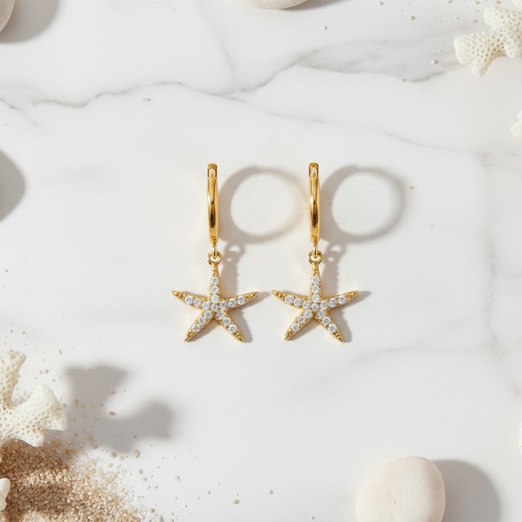 Elegant gold starfish hoop earrings inspired by Australian summer – Houseofhide coastal jewellery