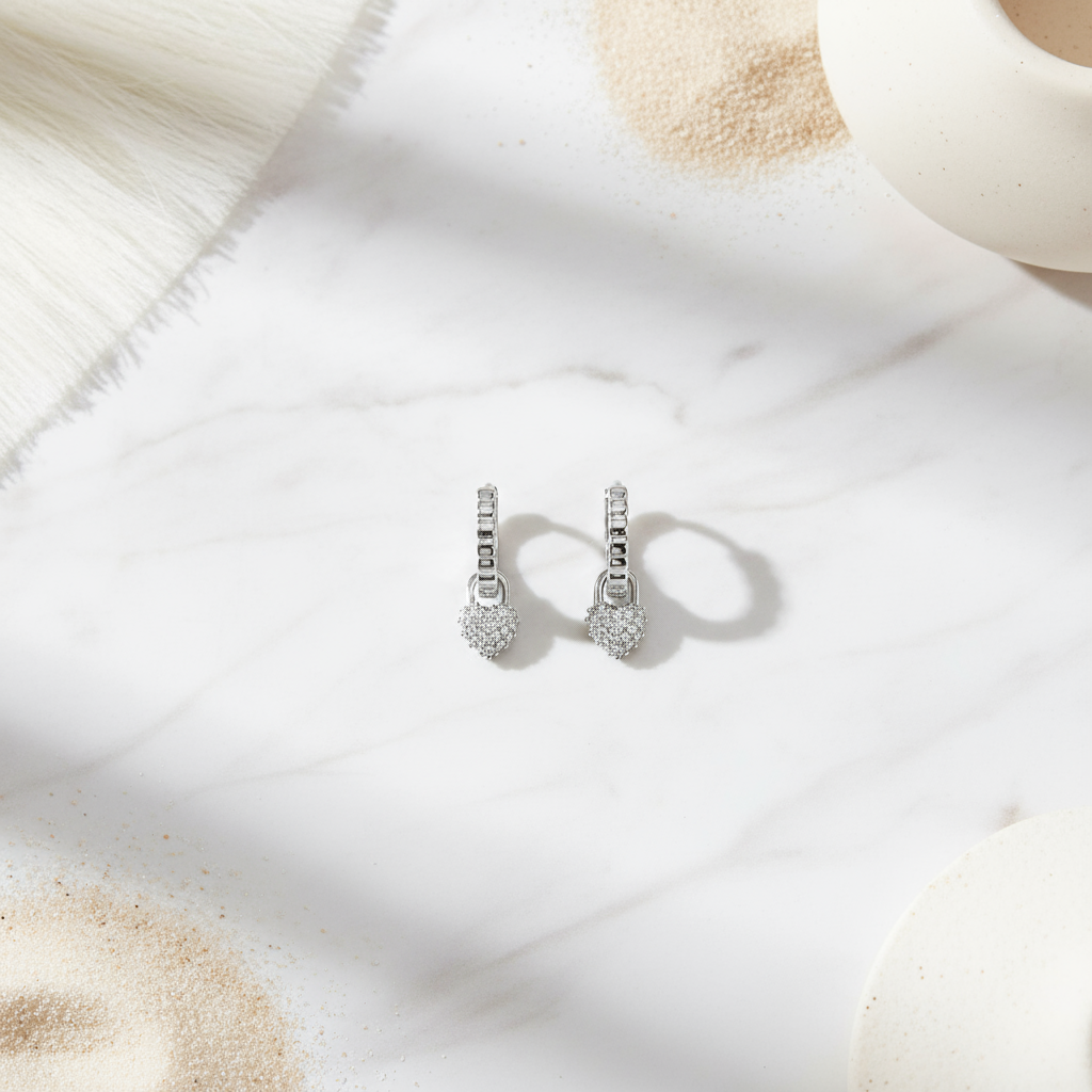 Elegant zircon heart hoop earrings – Coastal Spark design by Houseofhide Perth