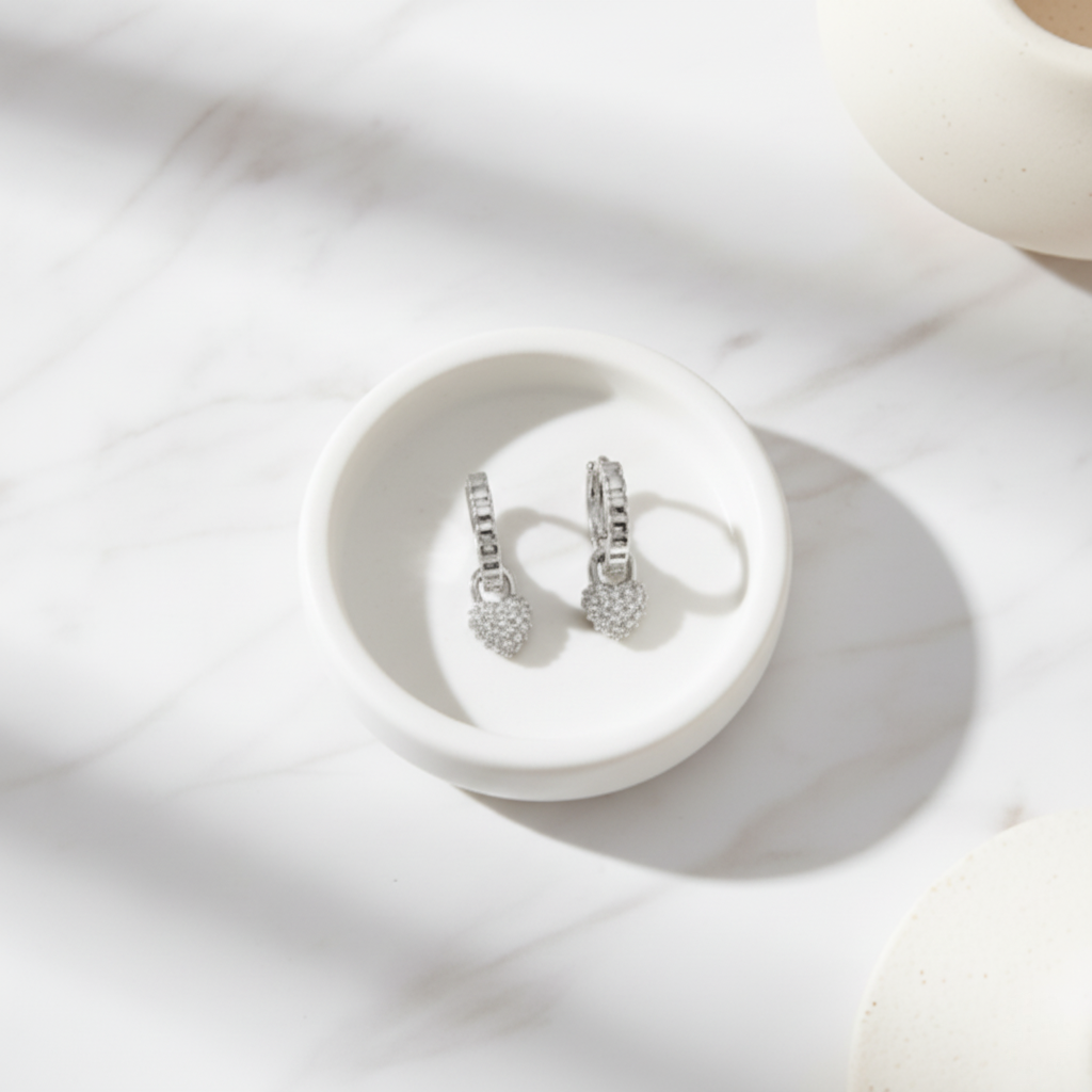 Lightweight silver heart-shaped earrings – Coastal Spark collection Perth Houseofhide