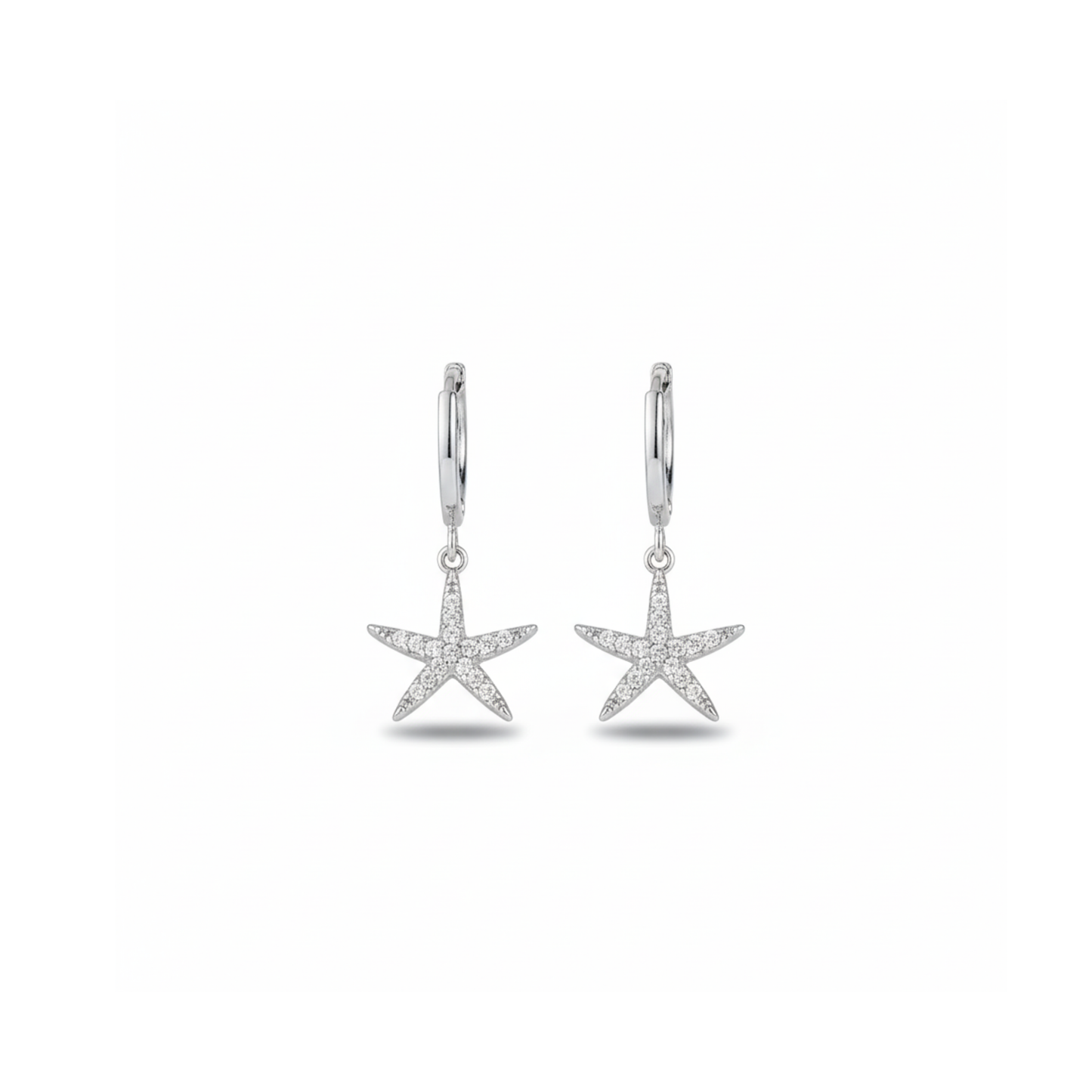 Coastal Spark Silver Starfish Hoop Earrings Perth Australia Houseofhide – silver hoops with zircon starfish charms