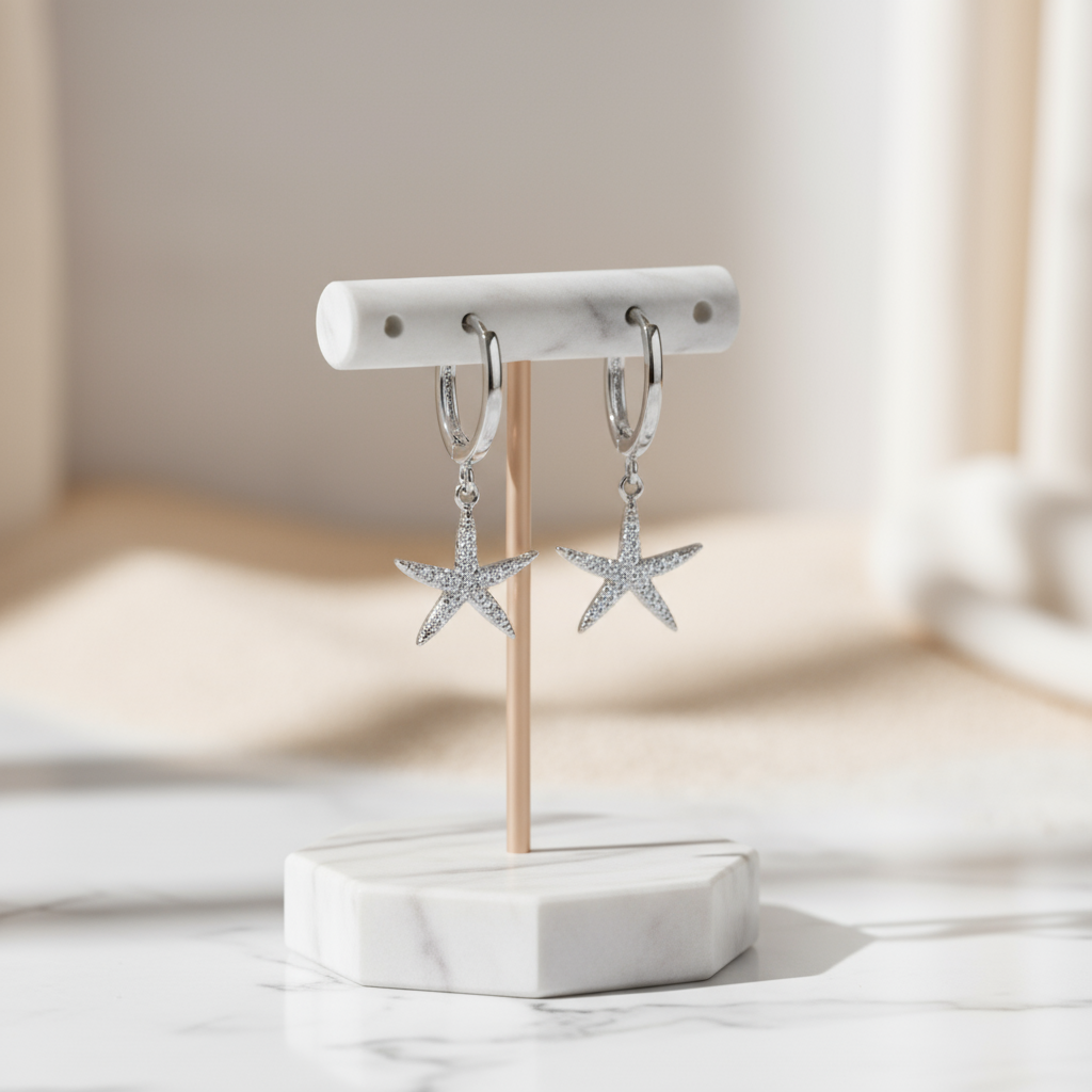 Elegant silver starfish hoop earrings inspired by Australian coastal style – Houseofhide jewellery