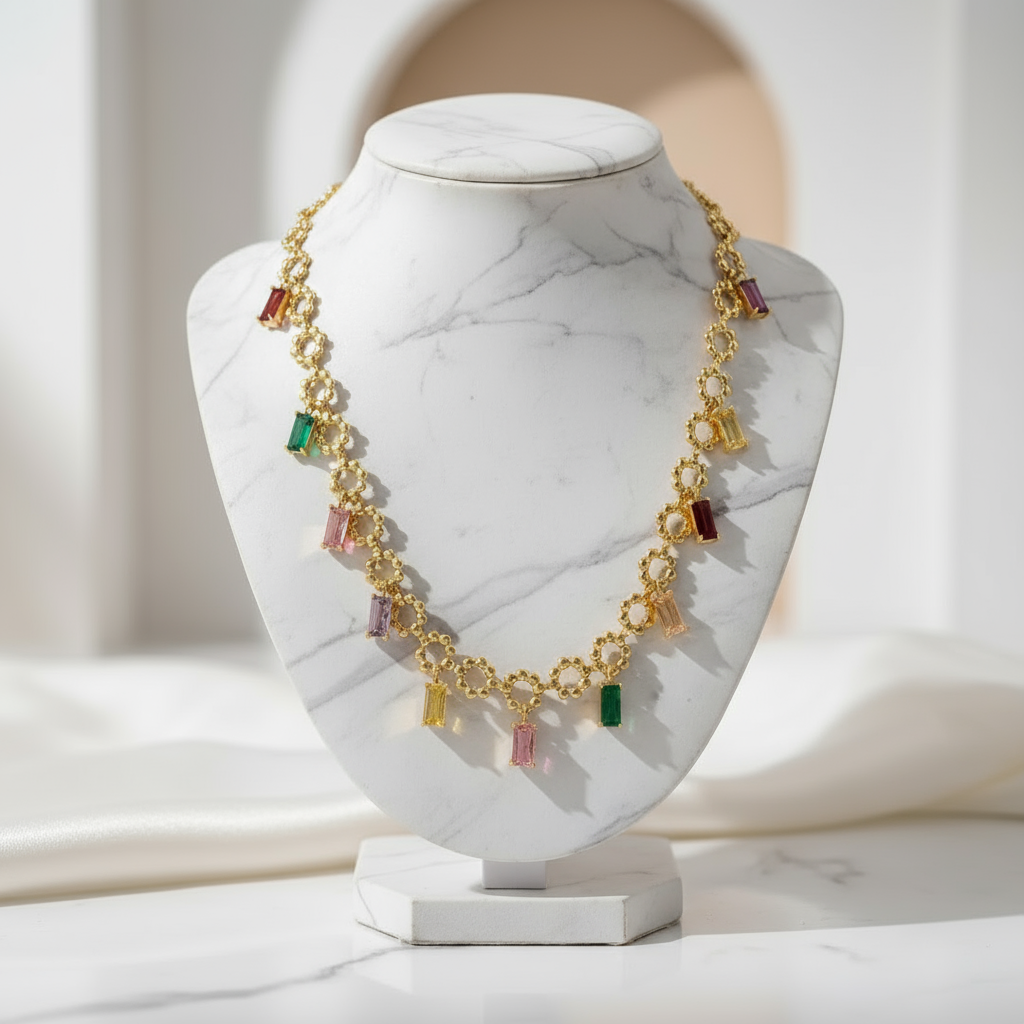 House of Hide Color Charm Pendant Necklace Australia vibrant gold jewellery with coloured stones