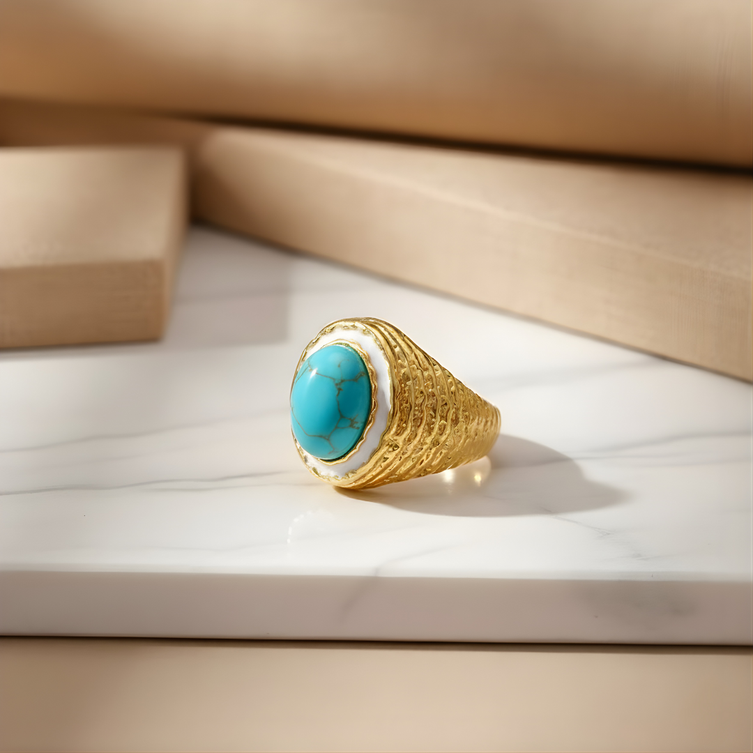 Elegant turquoise gemstone gold ring Perth Australia House of Hide coastal jewellery