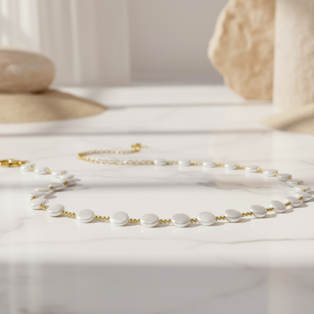 Coral Tide Pearl Necklace Perth Australia waterproof hypoallergenic gold necklace inspired by ocean treasures