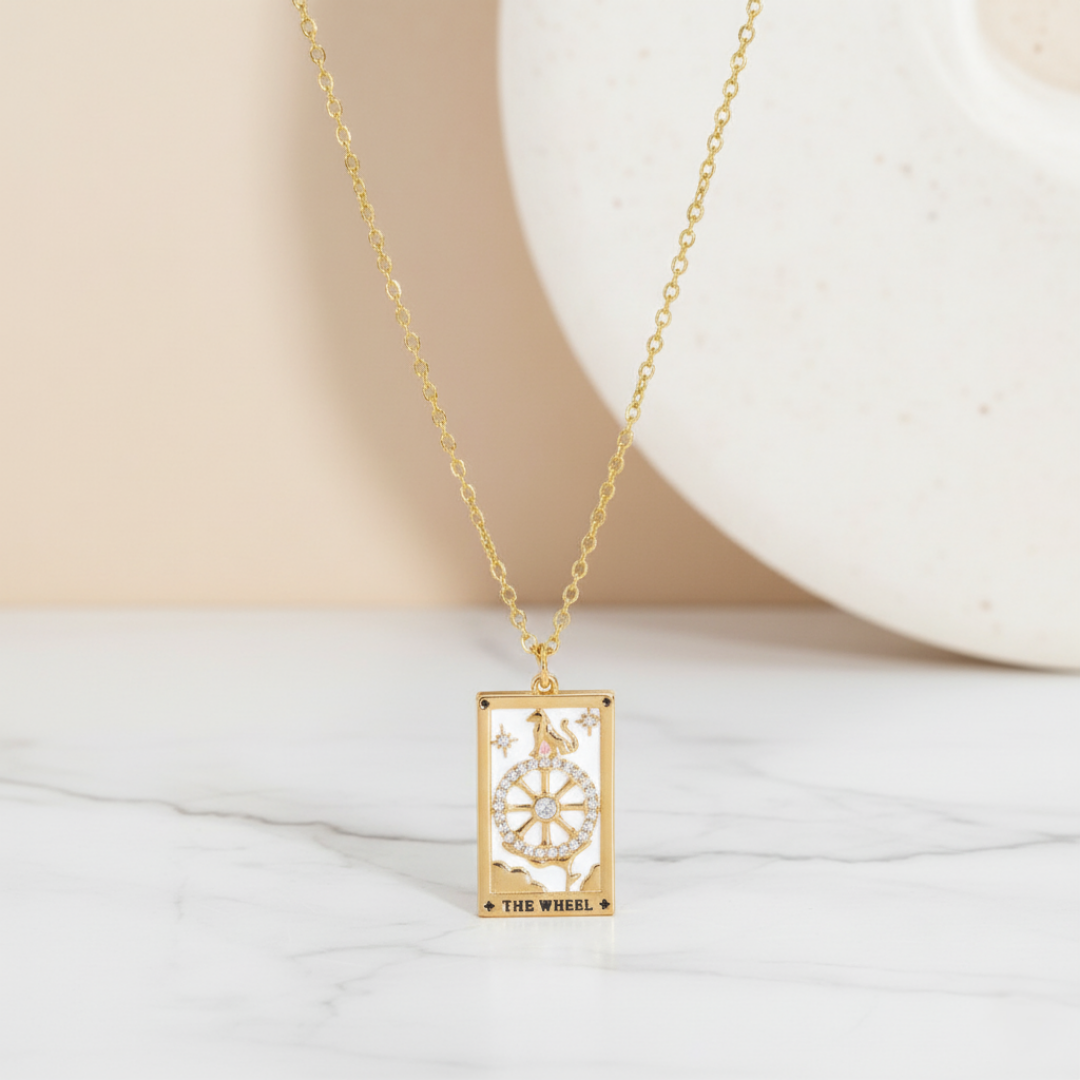 Divina Fortuna gold necklace featuring minimalist rectangular charm Perth Australia jewellery