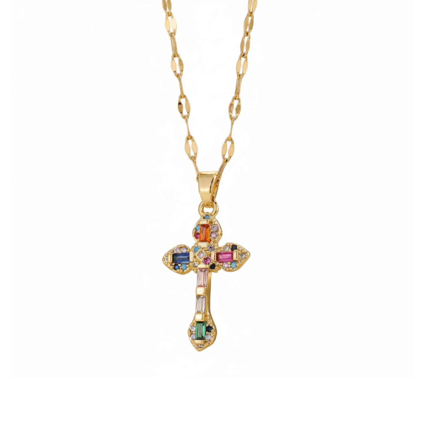 Stylish Eternal Bloom Cross Necklace Perth Australia House of Hide timeless gold pendant necklace with zirconia accents