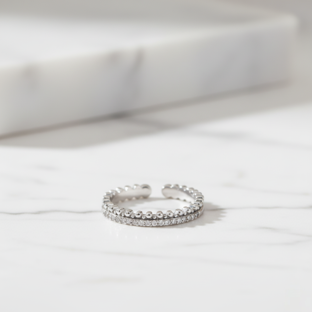 House of Hide Eternal Shine Adjustable Zircon Ring polished stainless steel geometric silver ring