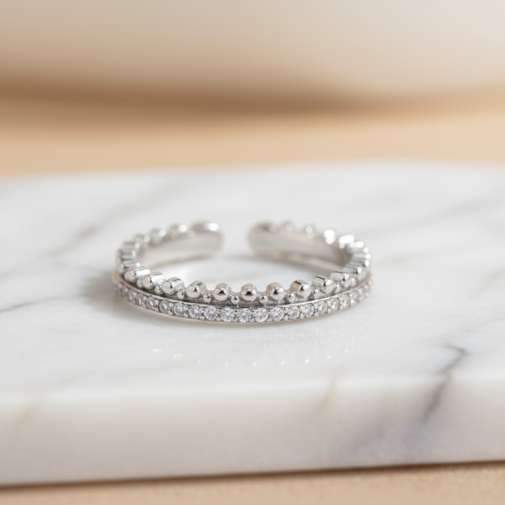 Silver Eternal Shine Zircon Ring Perth Australia adjustable modern luxury design