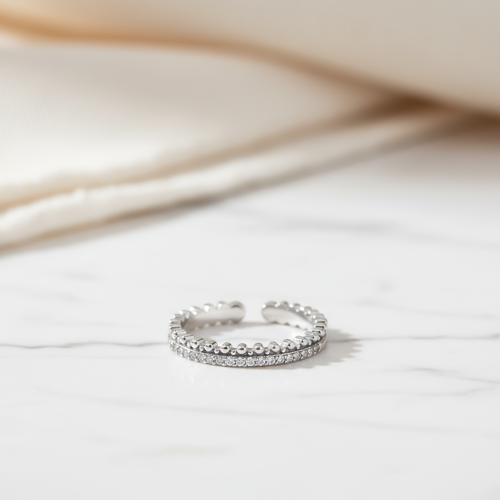 Eternal Shine Adjustable Zircon Ring waterproof hypoallergenic silver jewellery Australia