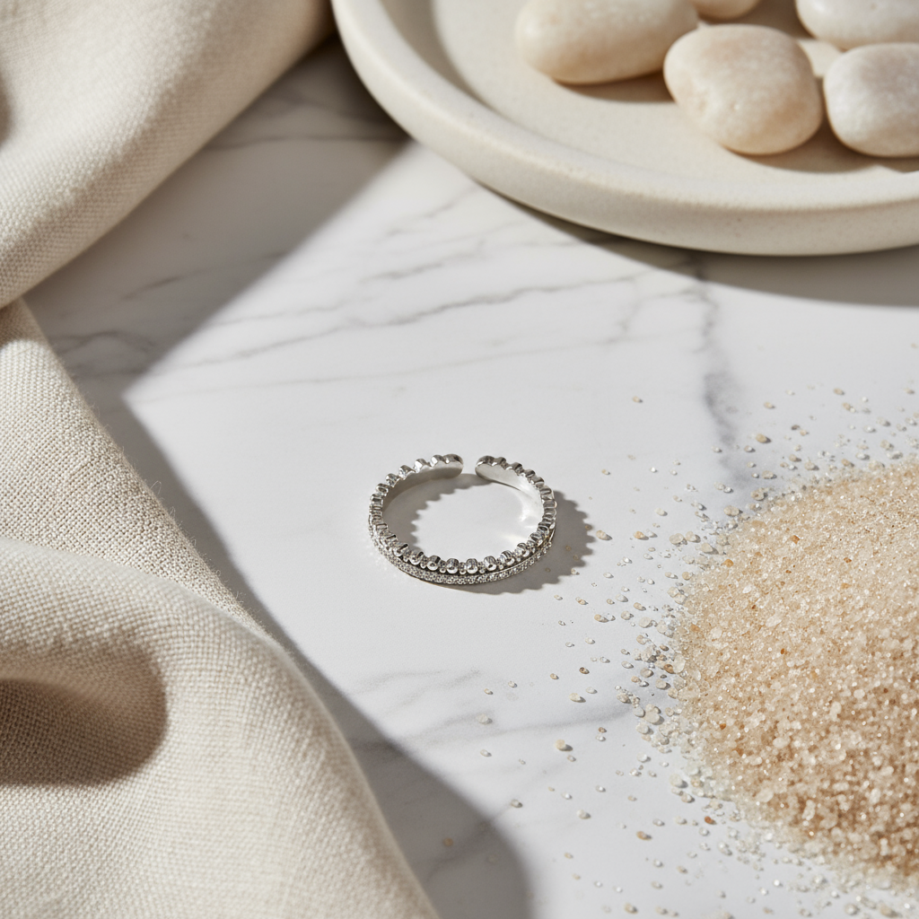 House of Hide Eternal Shine Adjustable Zircon Ring minimalist open-band silver ring with zircon stone