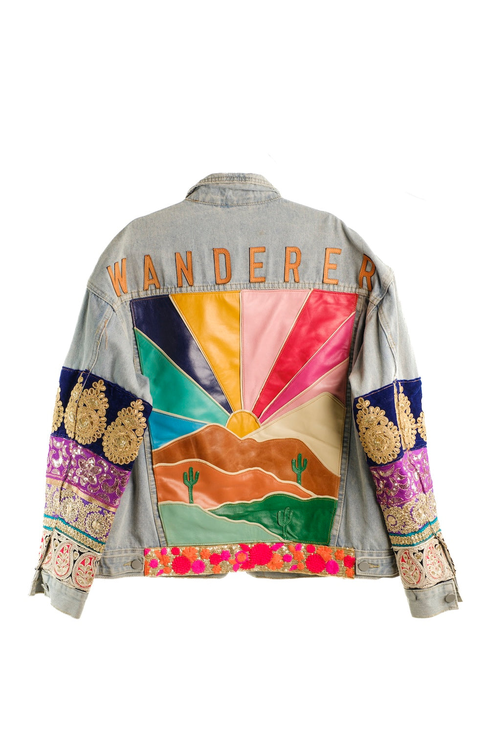Vintage-inspired embellished denim jacket with gold paisley embroidery – artisan jackets Australia