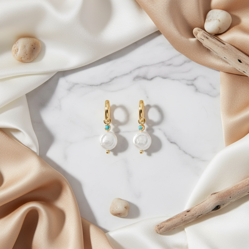 Gold and pearl dangle earrings for effortless beachside sophistication – Houseofhide Perth Australia