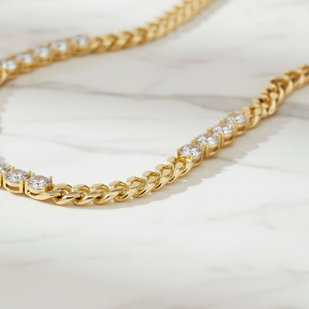 Luxury gold-plated Cuban necklace featuring luminous pearl discs – Houseofhide Perth jewellery