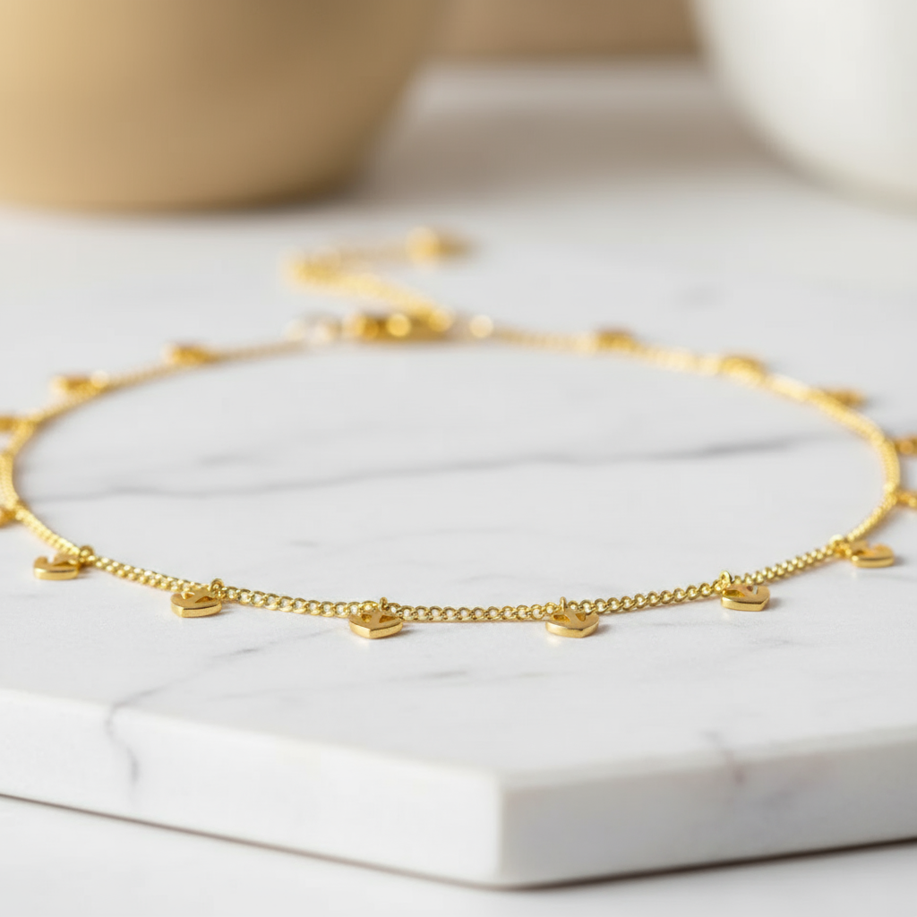 Golden Anchor Necklace Perth Australia House of Hide featuring polished gold anchor charms symbolising strength and adventure