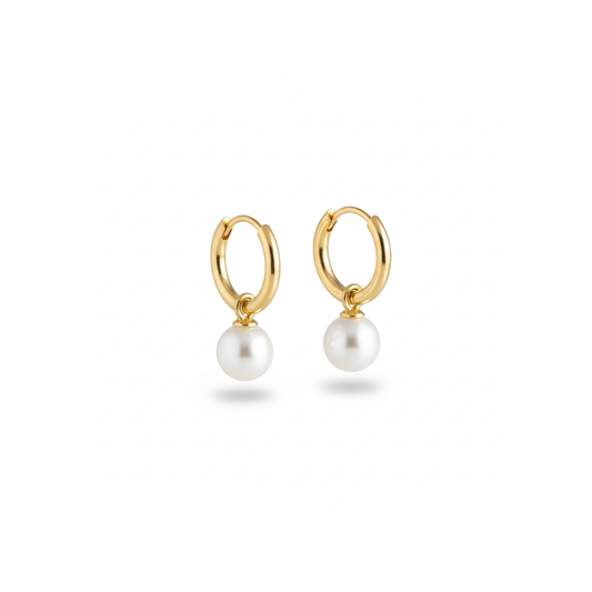 Golden Boheme Tide Pearl Hoops Perth Australia Houseofhide – gold hoops with imitation pearl drops
