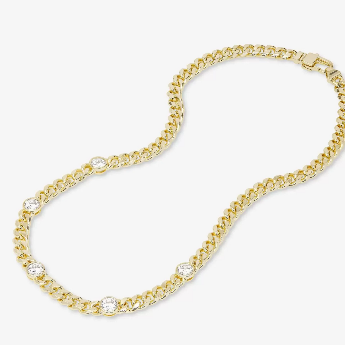 Golden Cuban 5 zircon necklace from House of Hide Perth Australia featuring luminous pearl and crystal accents.