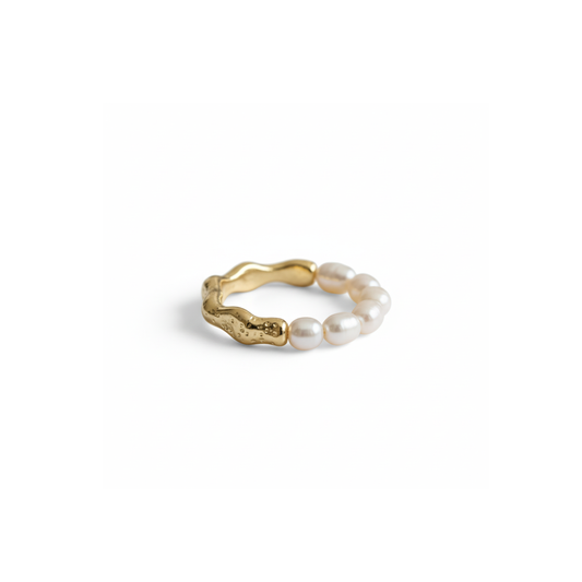 Golden Drift Pearl Ring Perth Australia Houseofhide – gold ring with natural freshwater pearls inspired by ocean sunlight