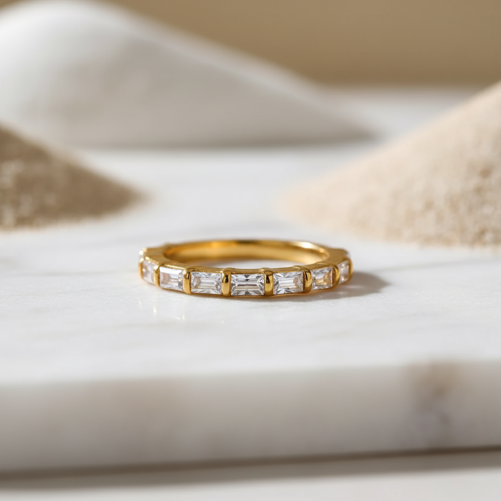 House of Hide Golden Gleam Fashion Ring modern gold ring with sparkling zirconia