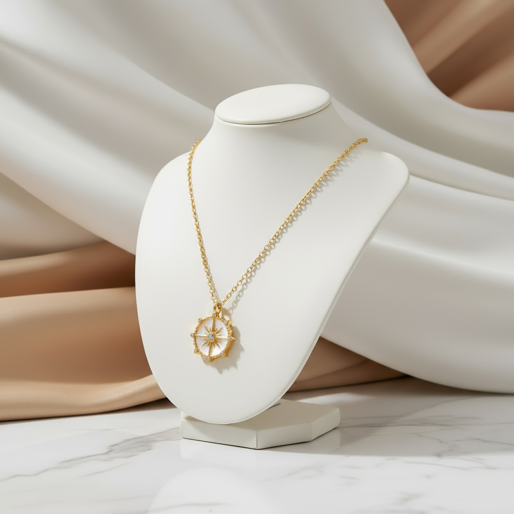 House of Hide Golden Horizon Halo Pendant Australia gold octagonal star jewellery with celestial design