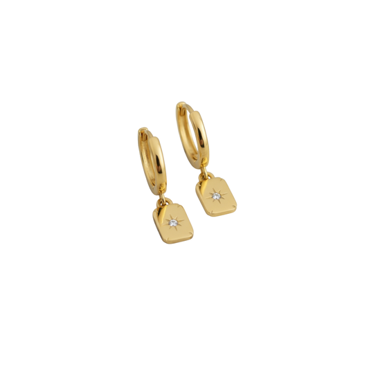 Polished gold hoop earrings with sparkling zircon – modern Australian jewellery design
