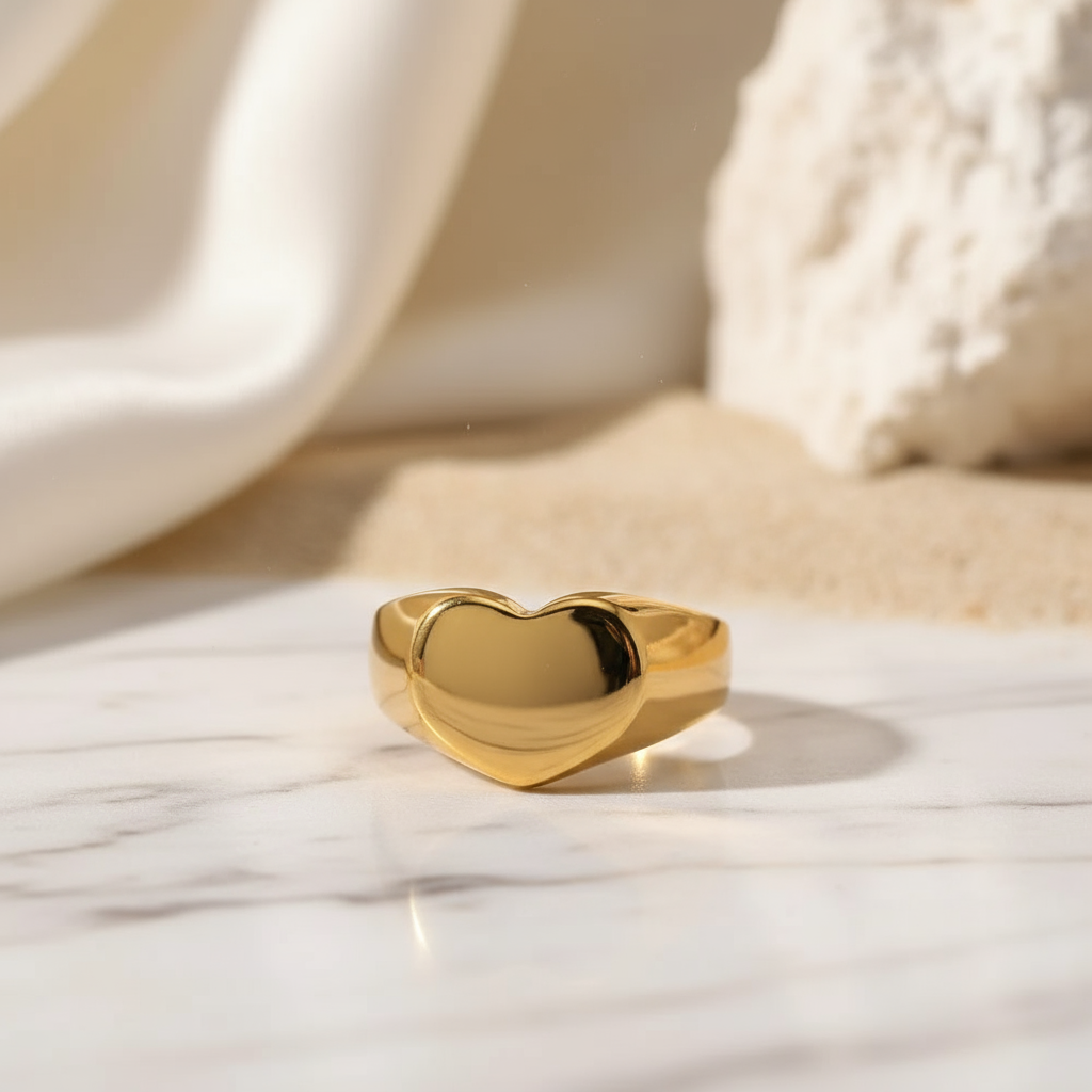 Golden Serenade Heart Ring Perth Australia elegant gold stainless steel love ring inspired by coastal sophistication