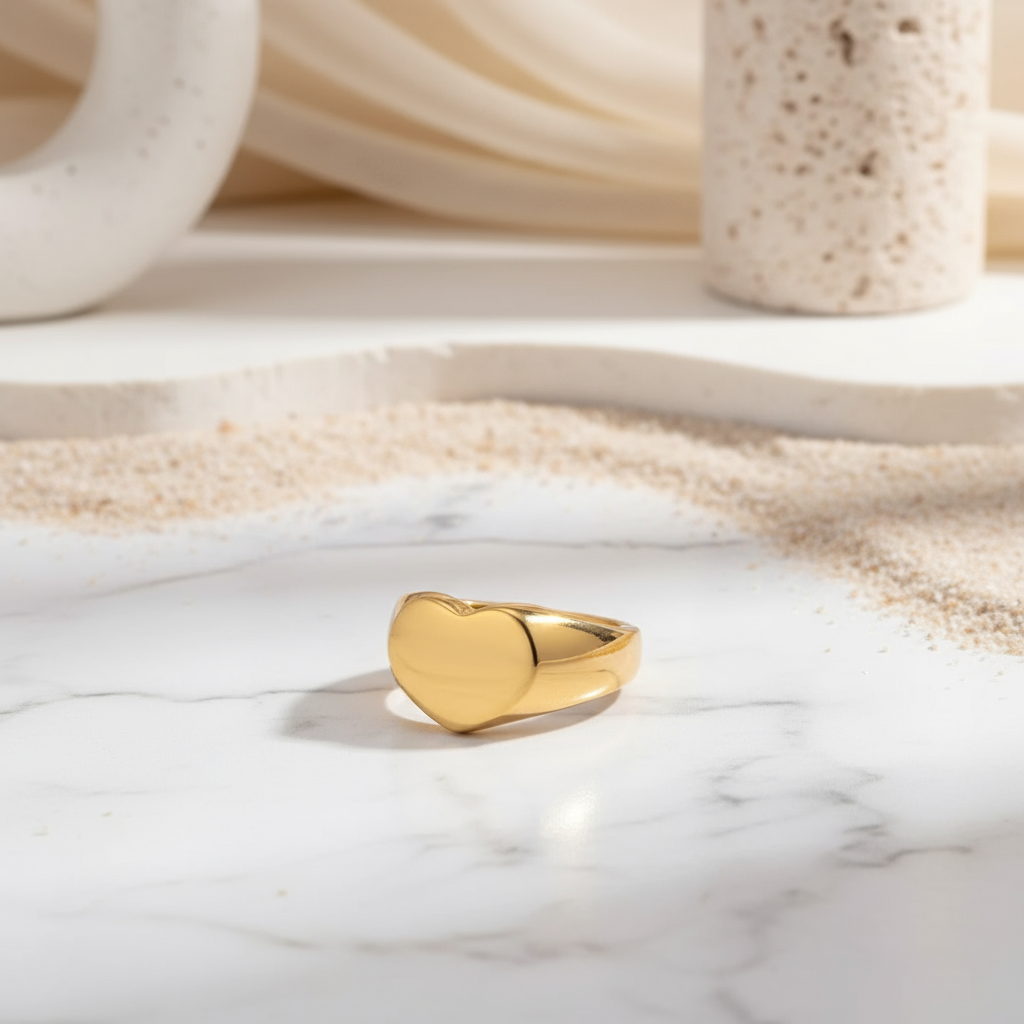House of Hide Golden Serenade Heart Ring polished gold-tone heart-shaped ring modern Australian jewellery