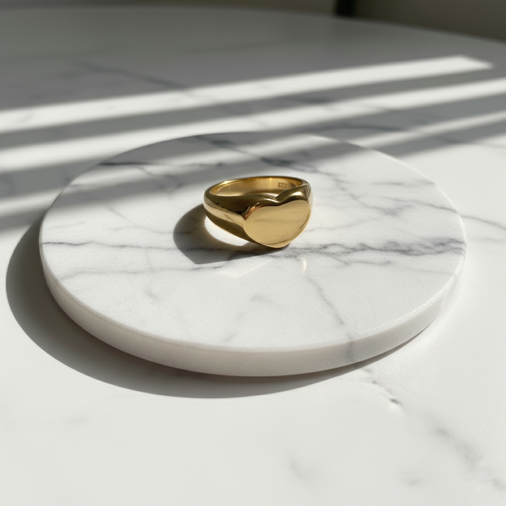 Golden Serenade Heart Ring Perth Australia House of Hide gold stainless steel heart ring symbolising love and devotion