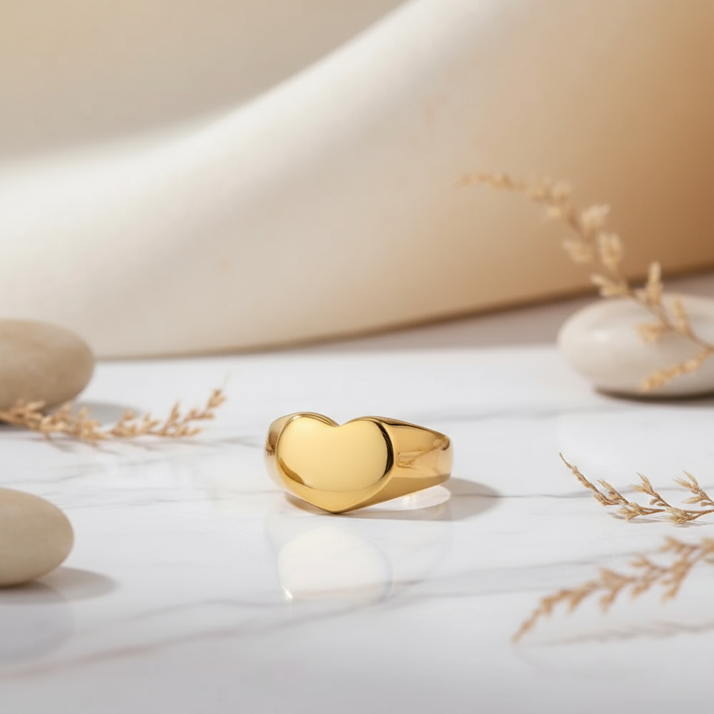 House of Hide Golden Serenade Heart Ring timeless gold heart ring representing connection and affection