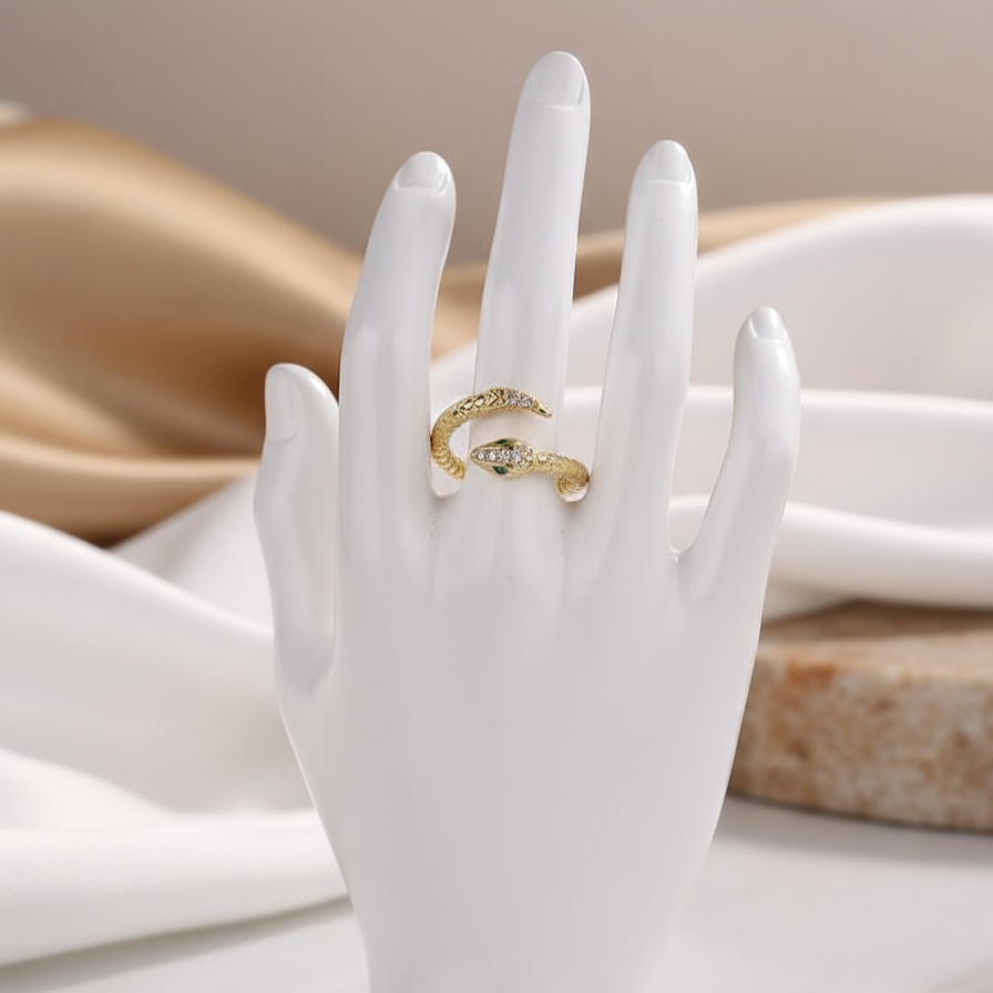Golden Serpent Summer Ring Perth Australia waterproof hypoallergenic gold serpent ring with gothic elegance