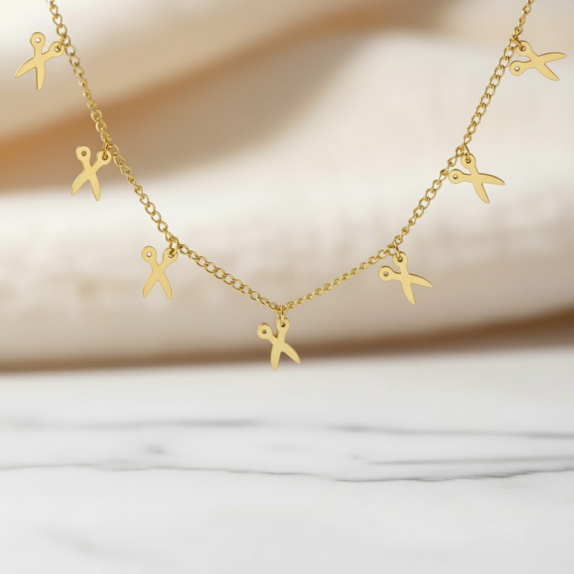 Golden Shear Breeze Necklace Perth Australia Houseofhide featuring a polished gold stainless steel design with radiant shine.