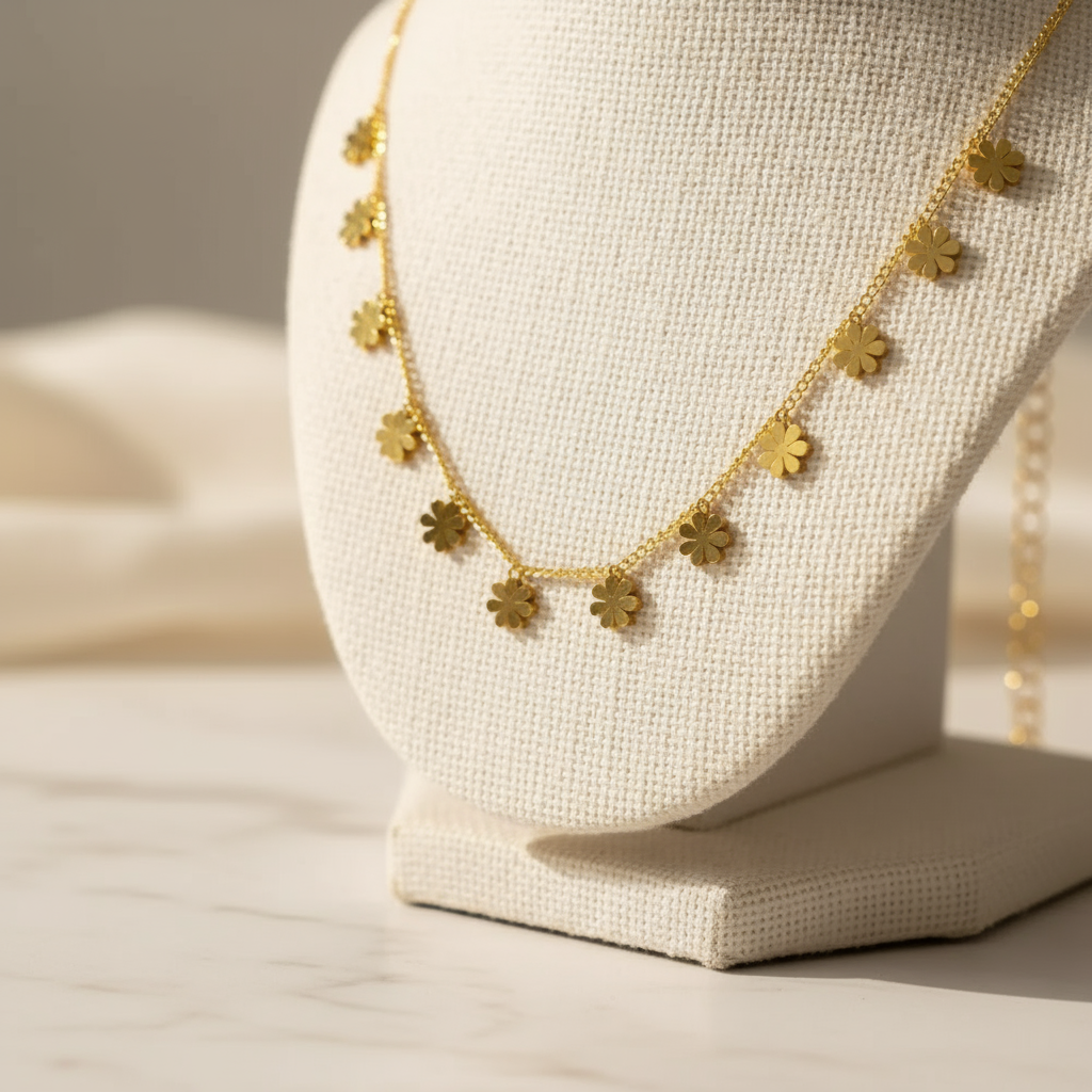 Golden Solstice Necklace Perth Australia House of Hide warm gold jewellery reflecting Australian sun glow