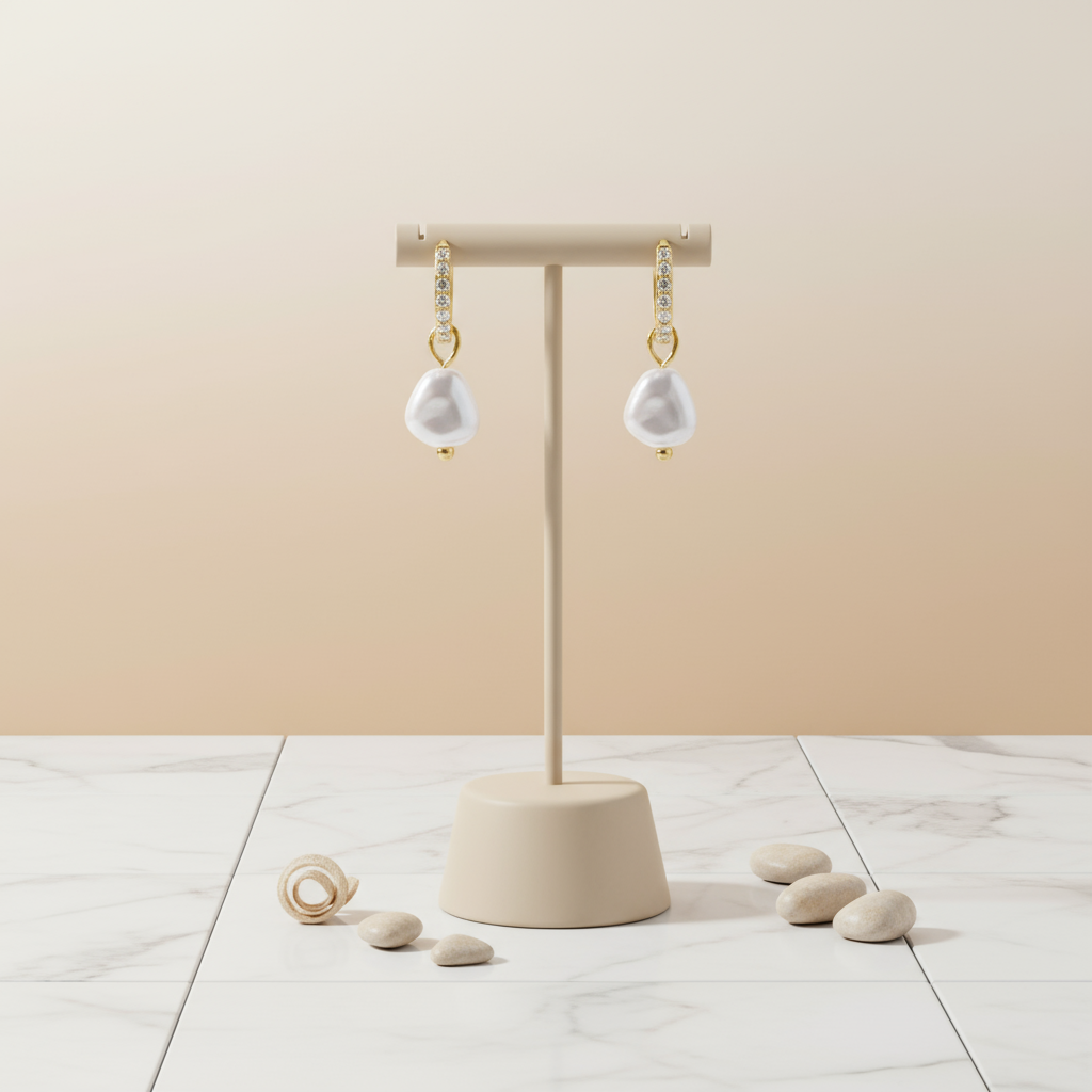 Houseofhide gold pearl hoop earrings – summer-inspired jewellery with sparkling stones, Australia