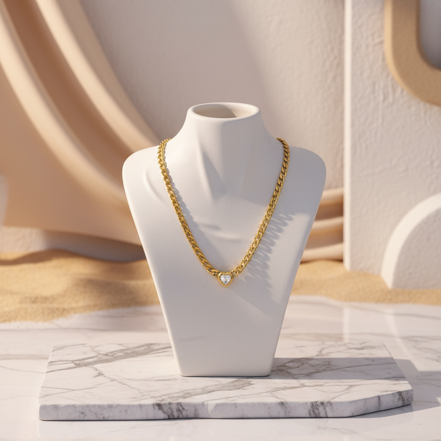 18K gold Golden Sunlit Heart Necklace Perth Australia unisex beachwear pendant design