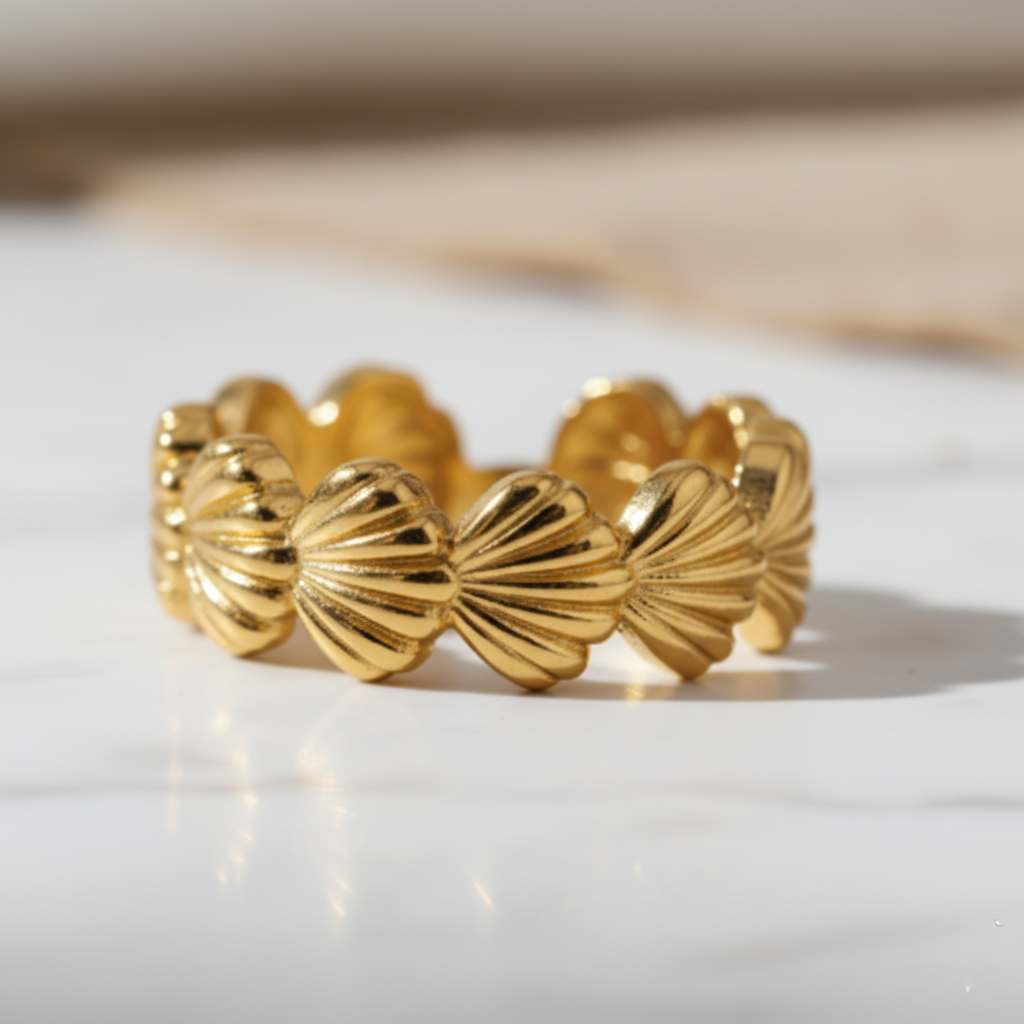House of Hide Golden Tide Shell Ring Australia coastal-inspired gold stainless steel jewellery