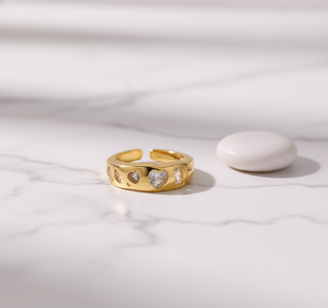 House of Hide Heartshine Zircon Ring gold stainless steel heart-shaped jewellery Australia