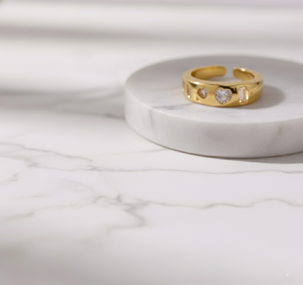 Gold Heartshine Zircon Ring by House of Hide elegant heart design engagement ring Australia