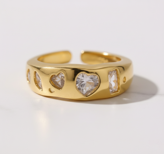 Heartshine Zircon Ring Perth Australia House of Hide gold heart ring with zircon stone
