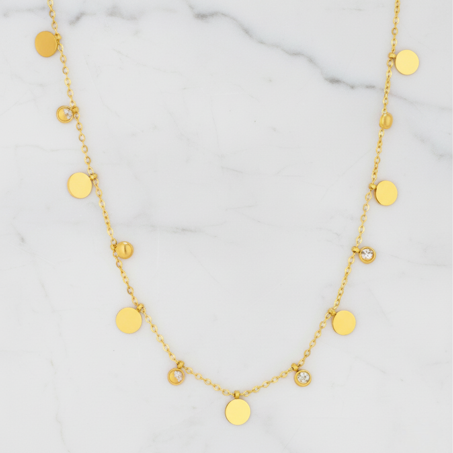 Isla Sol Necklace Perth Australia Houseofhide – gold hammered disc necklace inspired by coastal sunshine