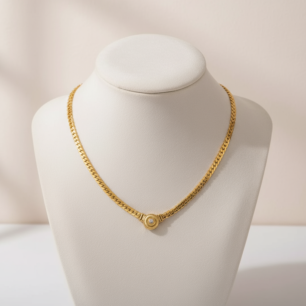 Australian coastal style gold necklace – Island Time round pendant jewellery for women