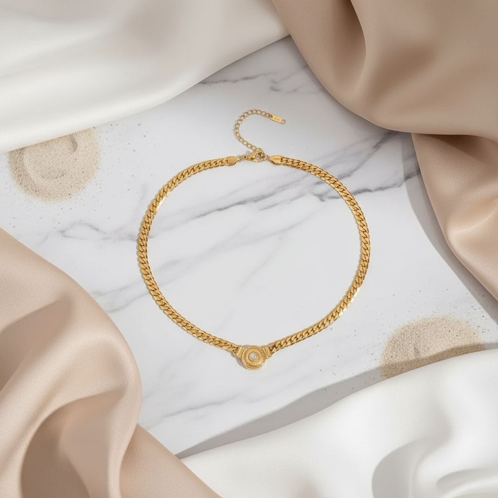 Vintage-inspired gold necklace – Island Time link chain jewellery by House of Hide Australia