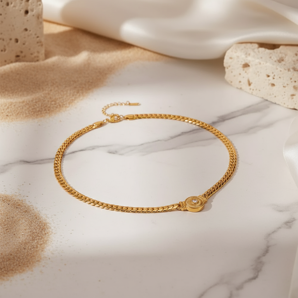 Island Time Necklace Perth Australia Houseofhide – gold ribbed pendant necklace with coastal elegance