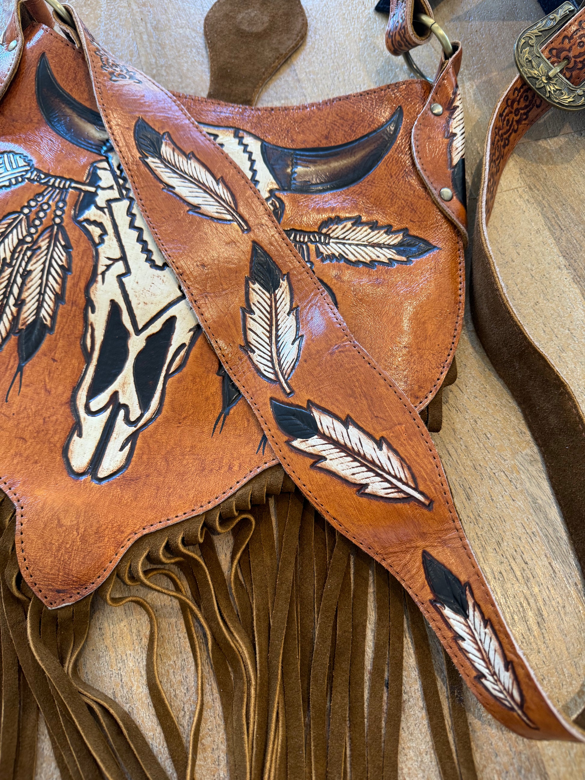 Dark brown leather fringe handbag styled for modern cowgirl fashion – ethically made by House of Hide

