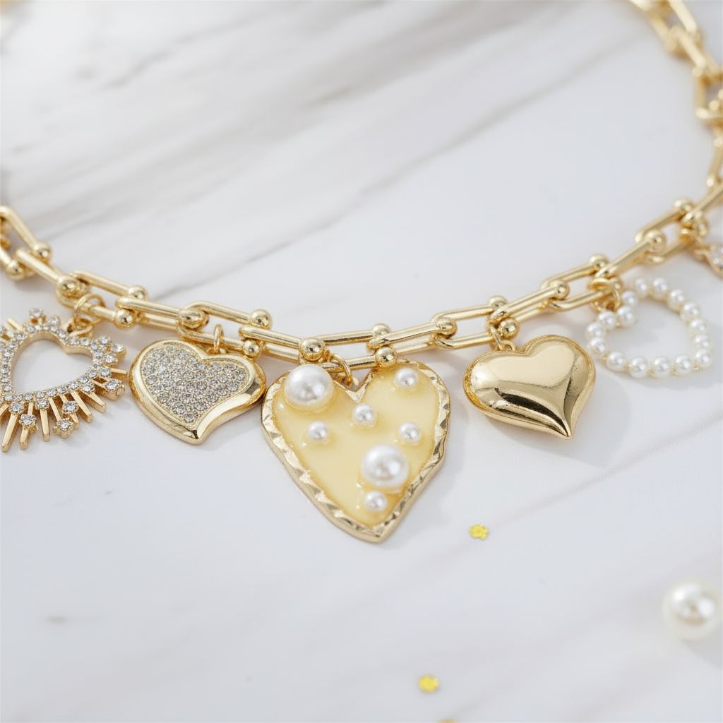 Love Lock Heart Chain Necklace Perth Australia Houseofhide styled against natural textures evoking tropical romance.