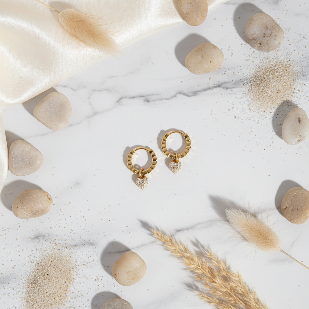 Elegant silver heart earrings – zircon-accented Luna Link jewellery Perth Australia