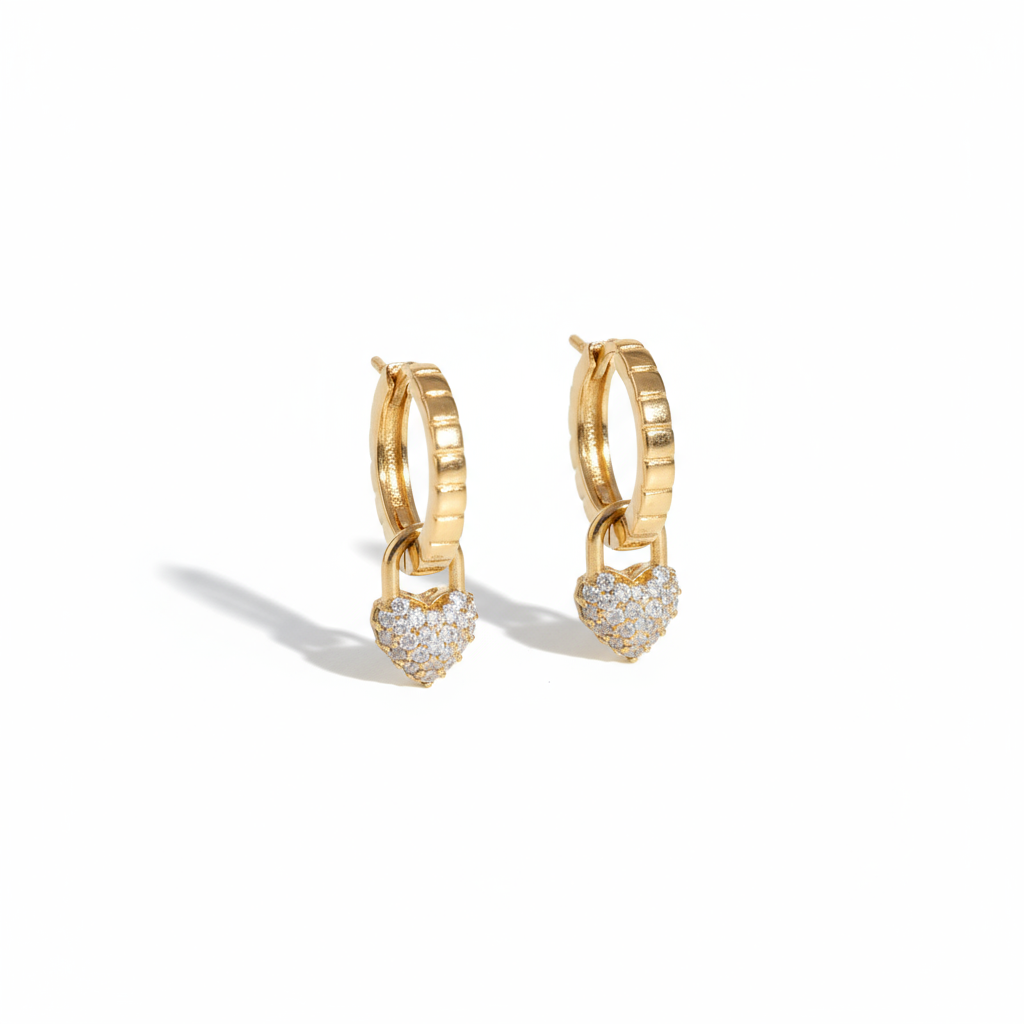 Polished stainless steel heart link earrings – Luna Link design from House of Hide Australia