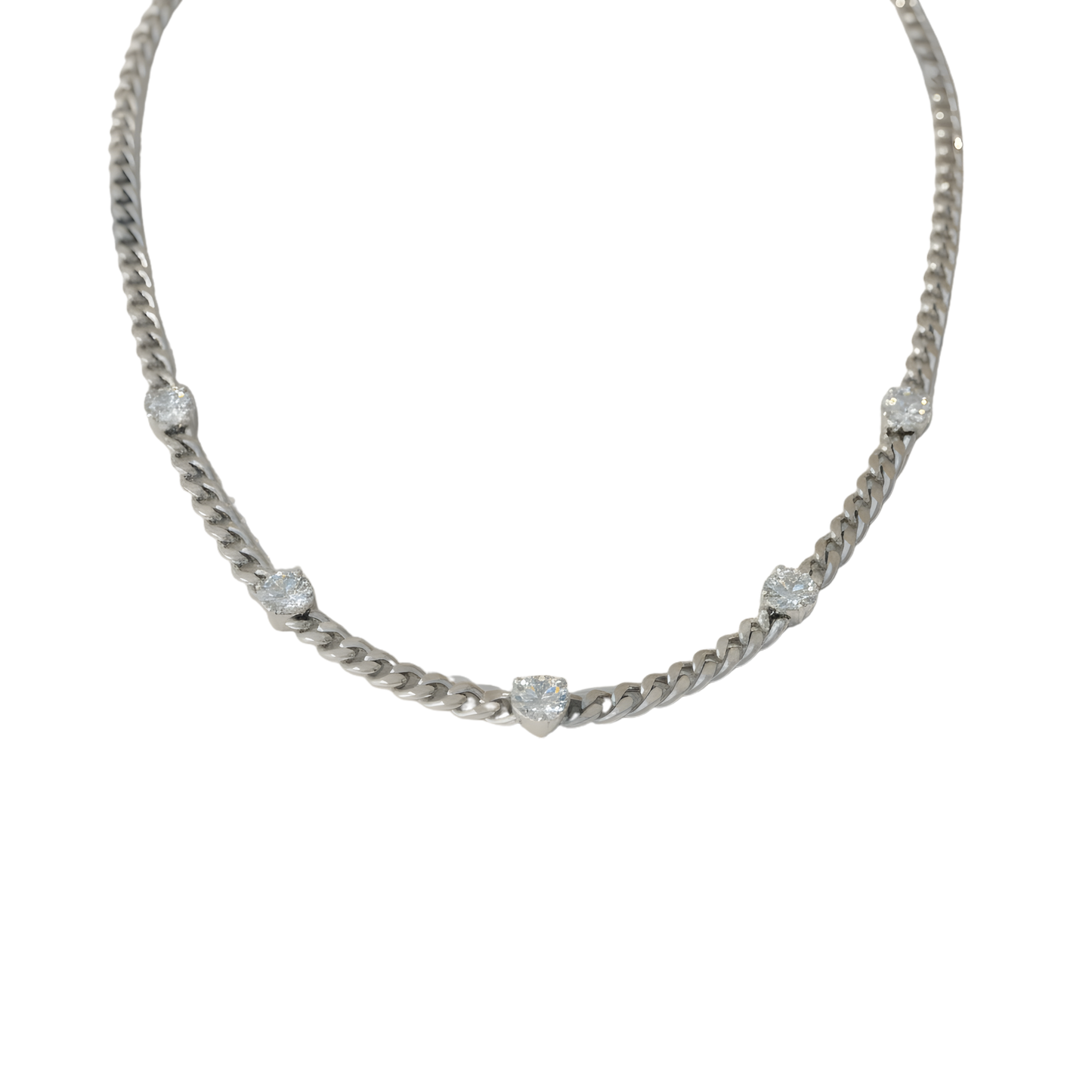 Luna Link Heart Necklace Perth Australia House of Hide silver stainless steel heart link necklace with zircon accents