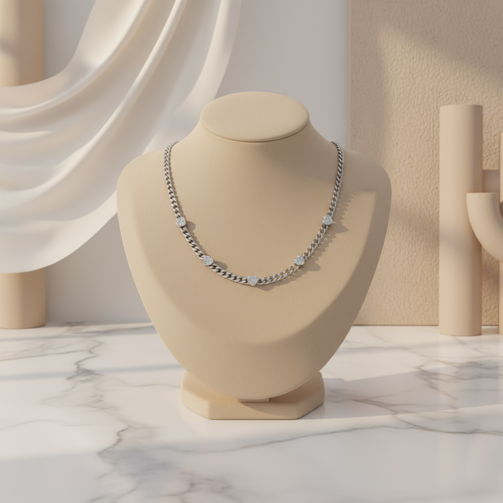 Luna Link Heart Necklace Perth Australia timeless silver heart chain necklace with coastal-inspired design