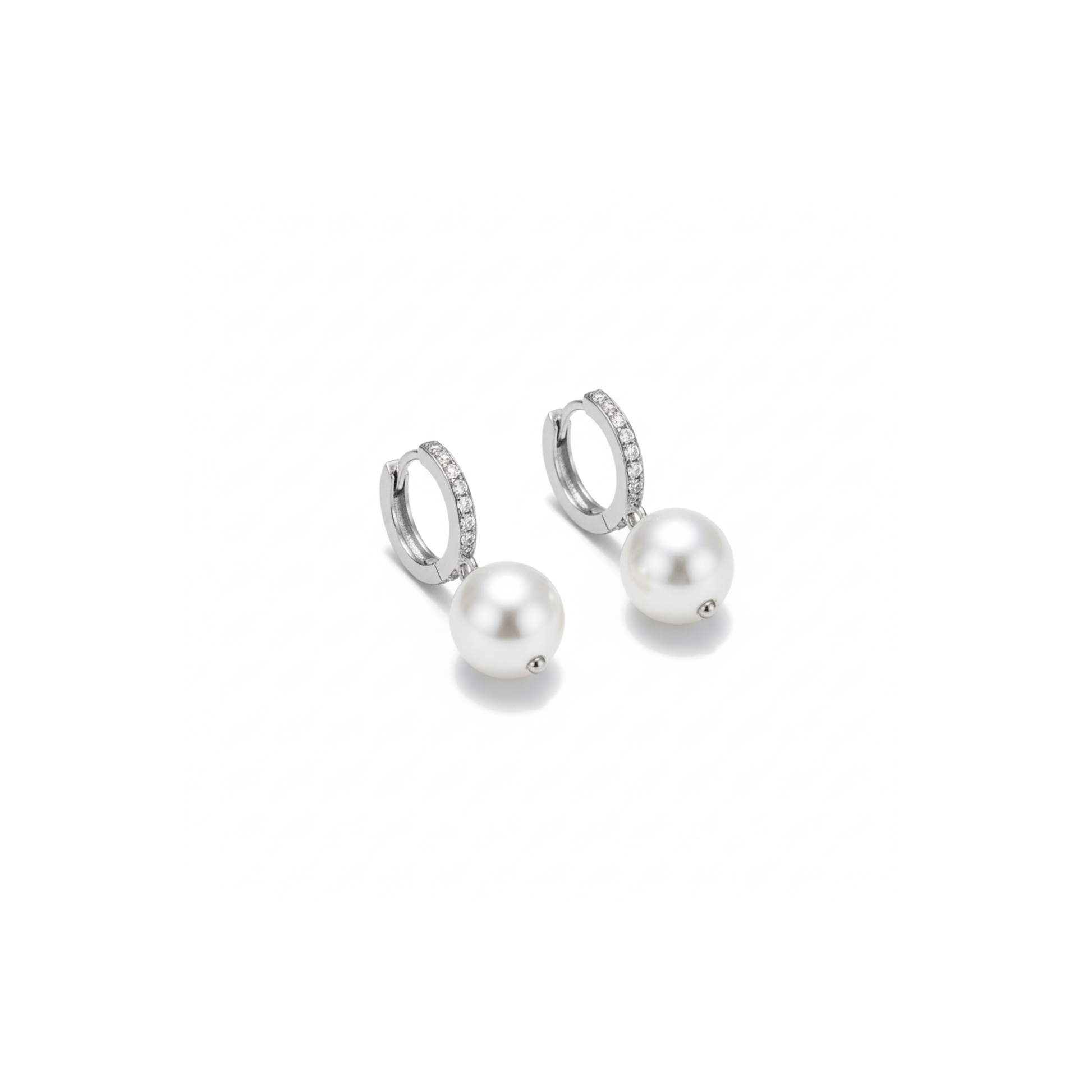 Luna Pearl Drop Earrings Perth Australia Houseofhide – silver hoops with luminous pearls and zircon accents